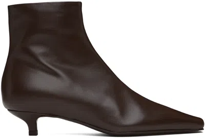 Totême 35mm The Slim Ankle Boots In Bark 213