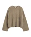 Totême Beige Oversized Sweater With Brushed Effect In Alpaca Blend Woman In Brown
