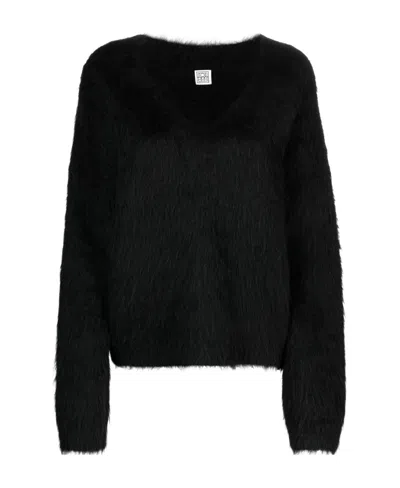 Totême Brushed Wool Jumper In Black