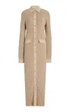 Totême Beige Knitted Shirt Maxi Dress In Ivory