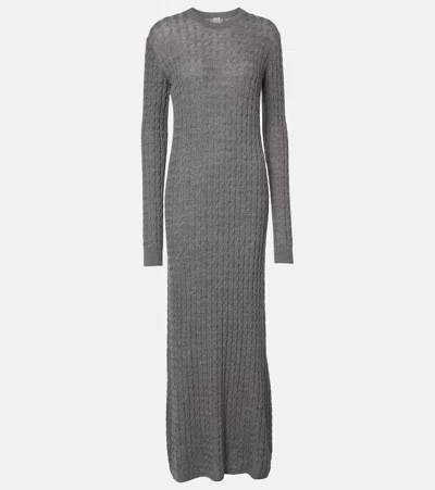 Totême Cable-knit Wool Sweater Dress In Grey