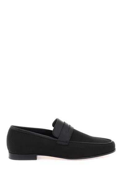 Totême Canvas Penny Loafers In Nero
