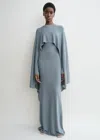 Totême Toteme Cape Overlay Long Sleeve Silk Knit Dress In Mistral