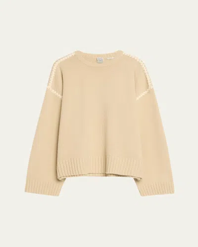 Totême Toteme Whipstitched Wool-blend Jumper In Cream
