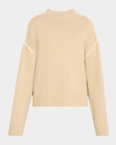 Totême Toteme Whipstitched Wool-blend Jumper In Cream