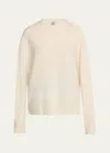 Totême Cashmere Knit Crewneck Sweater In Open White