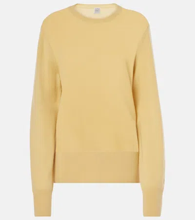 Totême Toteme Cashmere Crewneck Sweater In Soft Yellow