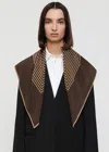 Totême Centered Monogram Silk Scarf Dark Brown In Dark Brown