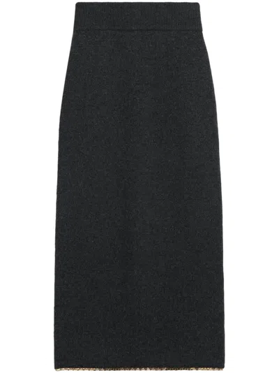 Totême Chain-embellished Knitted Skirt In Grey