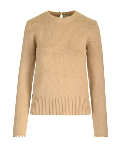 Totême Chain-embellished Wool-cashmere Jumper In Nude