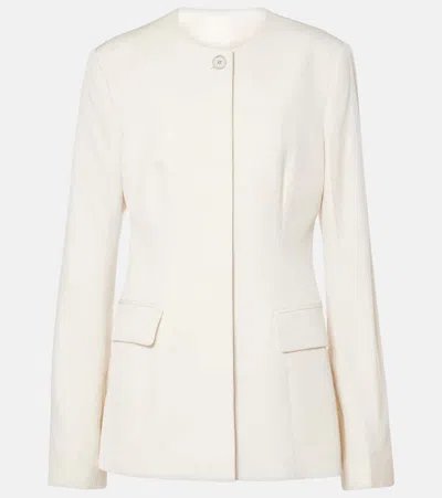 Totême Off-white Collarless Cinched Jacket In Beige
