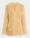 Totême Cinched Lamb Shearling Jacket In Open White