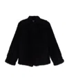 Totême Cinched Shearling Jacket In Navy In Black