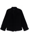 Totême Cinched Shearling Jacket In Navy In Blue