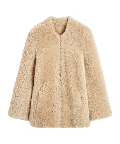 Totême Cinched Lamb Shearling Jacket In Straight Hook Closure