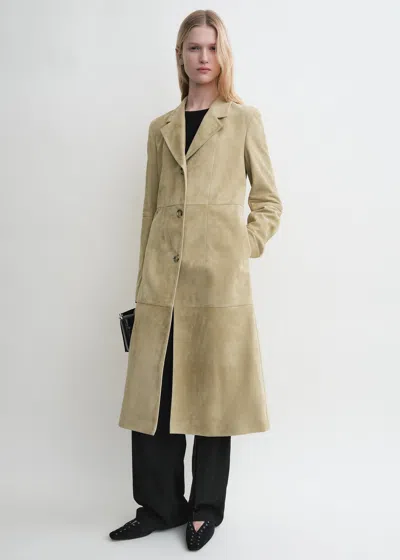 Totême Cinched Suede Coat Desert In Green