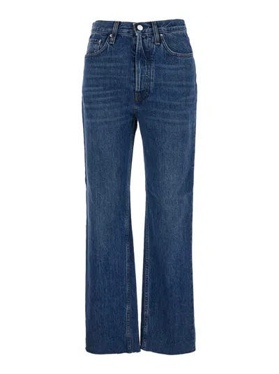 TOTÊME CLASSIC CUT BLUE JEANS WITH LOGO PATCH IN DENIM WOMAN