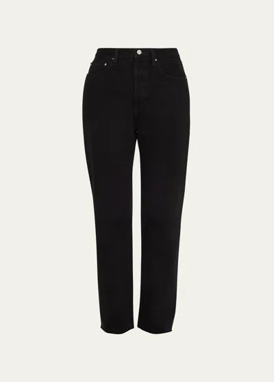 Totême Classic-cut Frayed Denim Pants In Black