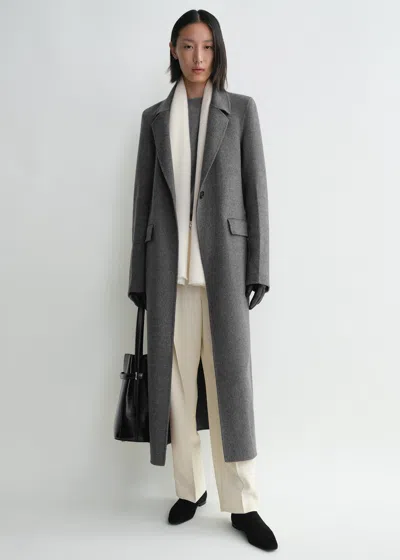 Totême Womens Notched-lapel Flap-pocket Regular-fit Wool Coat Mid Grey Melange