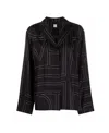 Totême Toteme Women Silk Shirt With Monogram Logo Embroidery In Black