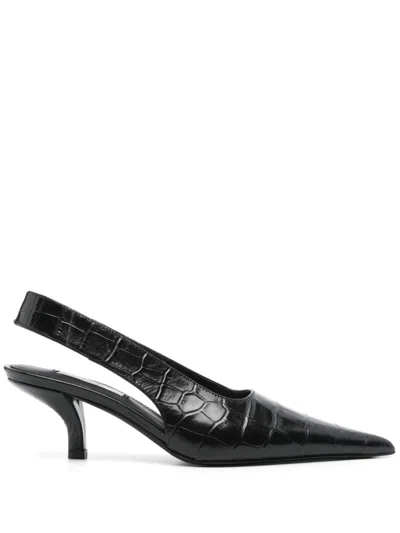 Totême Women's Calfskin Crocodile Effect Slingback Pump In Black