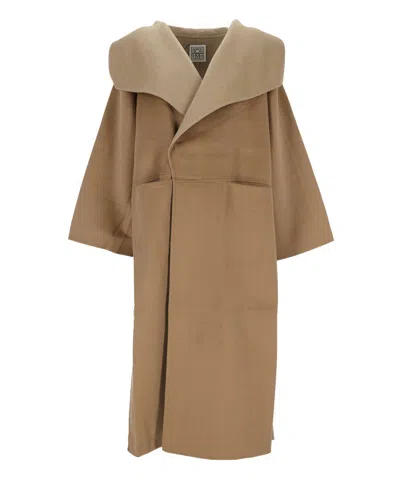 Totême Tan Two-tone Coat In Beige