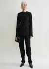 Totême Collarless Cinched Jacket Black In Black