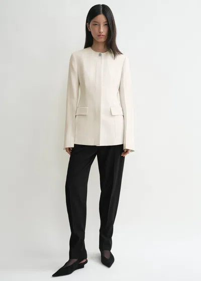 Totême Off-white Collarless Cinched Jacket In Beige