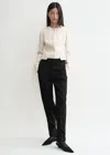 Totême Collarless Cinched Jacket Ecru In Ecru