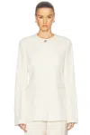 Totême Off-white Collarless Cinched Jacket In Ecru