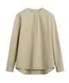 Totême Collarless Cotton Shirt In Nude