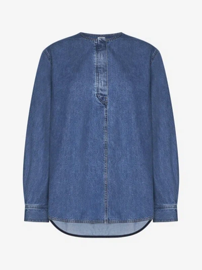 TOTÊME COLLARLESS DENIM SHIRT