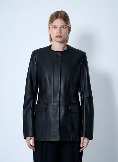 Totême Collarless Leather Jacket