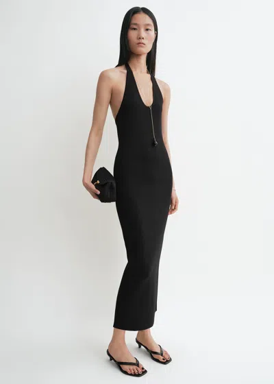 Totême Compact Knit Halter Dress In Black