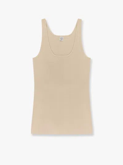 Totême Top In Misto Viscosa Compact Knit Tank In Brown
