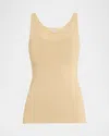 Totême Compact Knit Tank Top In Open Brown