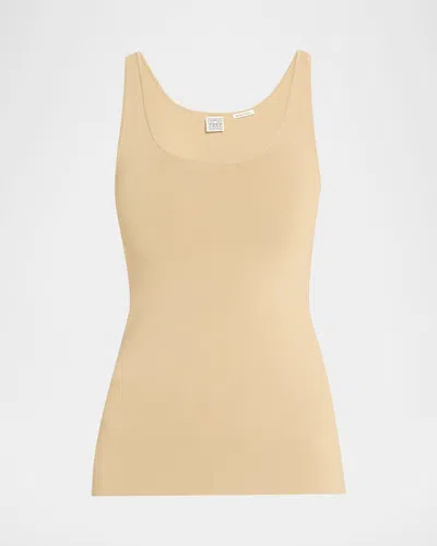 Totême Compact Knit Tank Top In Open Brown