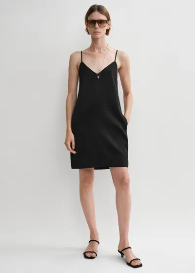 TOTÊME CONTRAST SATIN CAMI DRESS BLACK