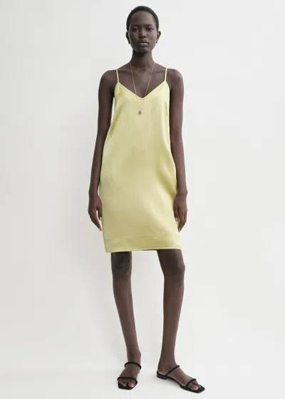 Totême Contrast Satin Cami Dress Melon In Yellow