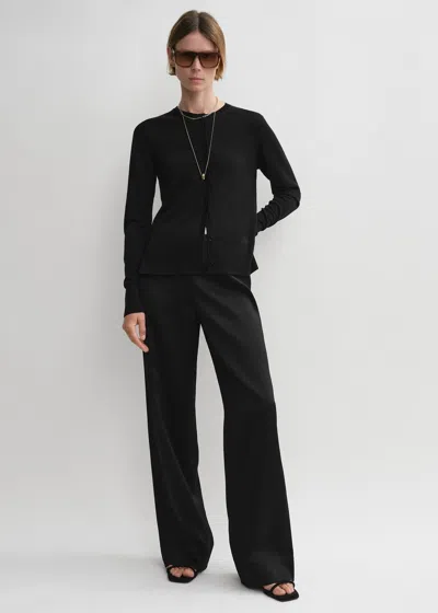 Totême Contrast Satin Trousers Black