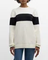 Totême White Sweater With Contrasting Stripe In Open White