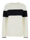 Totême White Sweater With Contrasting Stripe In White