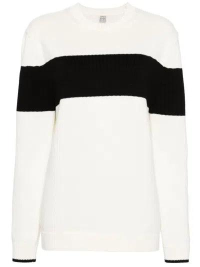 Totême Contrast Striped Jersey In Bianco