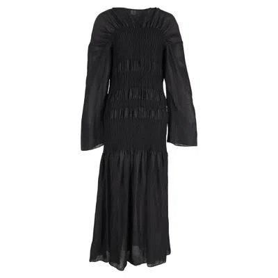 Totême Coripe Maxi Dress In Black Linen And Silk