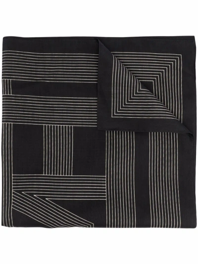 Totême Cotton And Silk Blend Monogram Scarf In Black