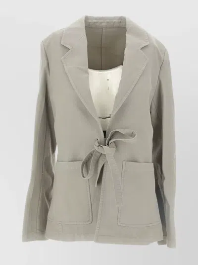 Totême Cotton Blazer With Front Pockets And Notched Lapel In Neutral