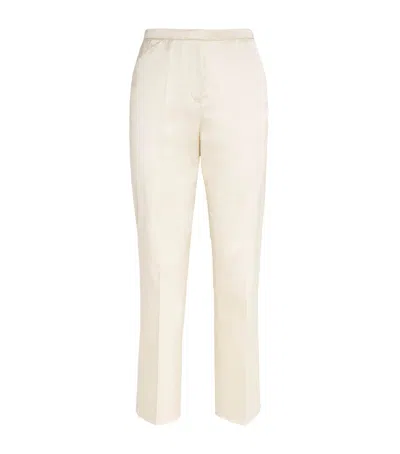 Totême Cotton-blend Cropped Straight Trousers In Ivory