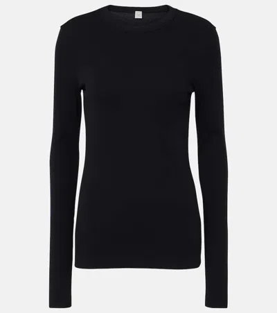 Totême Cotton-blend Jersey Top In Black