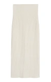 TOTÊME COTTON-BLEND RIBBED BOUCLÉ-KNIT MIDI SKIRT