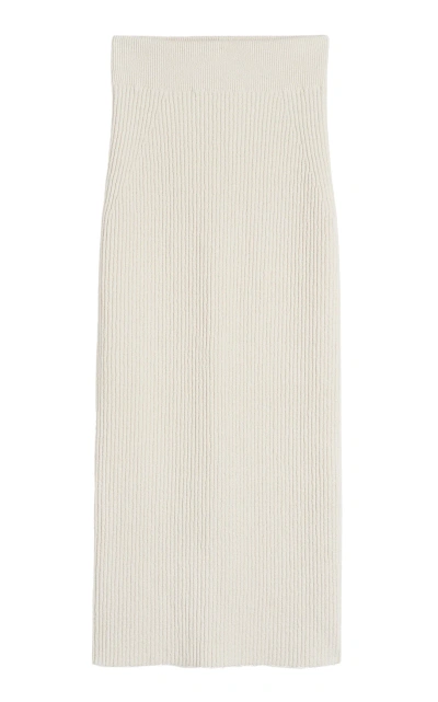 Totême Cotton-blend Ribbed Bouclé-knit Midi Skirt In Ecru